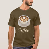 ハートのラテ - コーヒー好きのための Tシャツ (正面)