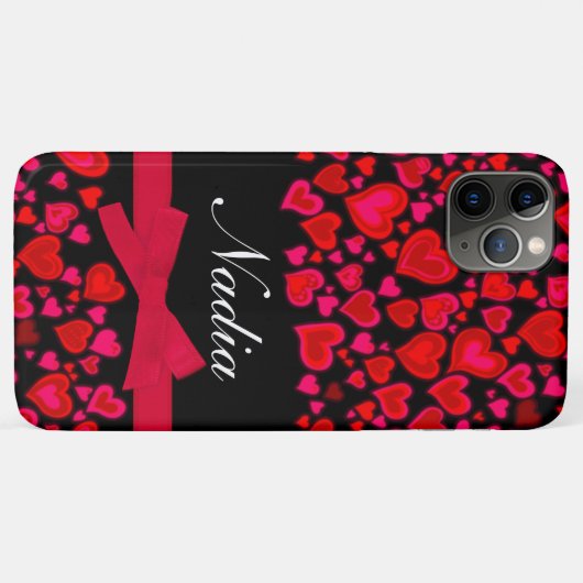 ハートのリボンのiPodの猛烈なピンク及び黒い一流の箱 Case-Mate iPhoneケース (裏面(横))