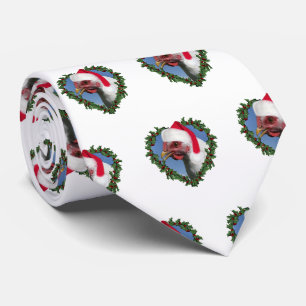 ハートのリースのホワイトチキンクリスマス ネクタイ