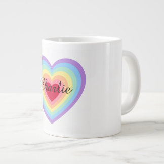 ハートのレイヤーが輝く名入れマグカップ ジャンボコーヒーマグカップ