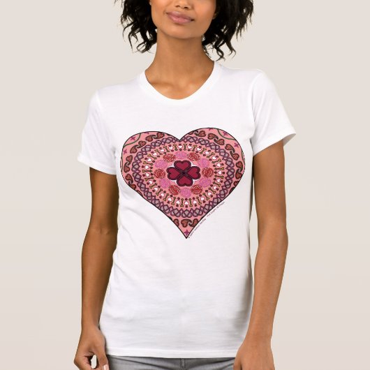 ハートのレディースライトシャツのレイヤー Tシャツ (正面)