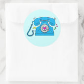 ハートのレトロな電話を鳴らす ラウンドシール (バッグ)