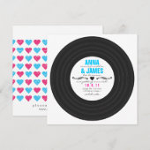 ハートのレトロレコード招待状 招待状 (正面/裏面)