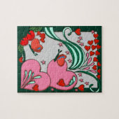 ハートのレトロ60sのデザイン ジグソーパズル (横)