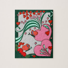 ハートのレトロ60sのデザイン ジグソーパズル