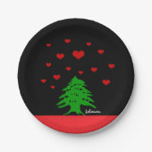 ハートのレバノンプレート、愛、レバノン国旗 ペーパープレート (正面)