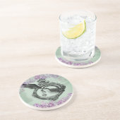 ハートのロケットの服装およびギフトを持つヴィンテージの鳥 コースター (側面)