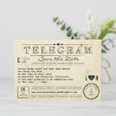 ハートのヴィンテージ旅行保存の電報日付 セーブザデート (スタンド正面)