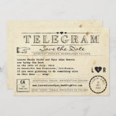 ハートのヴィンテージ旅行保存の電報日付 セーブザデート (正面/裏面)