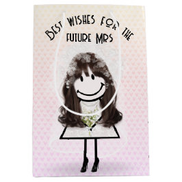 ハートの上で ウェディングの棒人間ガール   ミディアムペーパーバッグ