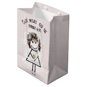 ハートの上にスニーカーを履いた棒人間花嫁 ミディアムペーパーバッグ (正面アングル)