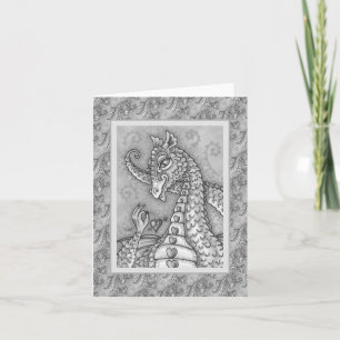 ハートの上に文字列ピンクのドラゴンバレンタイン，ファンタジー カード