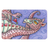 ハートの上に文字列ピンクのドラゴンバレンタイン，ファンタジー マグネット (横)