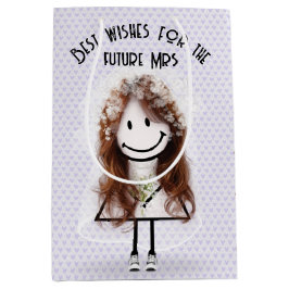 ハートの上に立つウェディングスティックガール イン スニーカー ミディアムペーパーバッグ