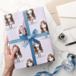 ハートの上に立つ、スニーカーを履いたウェディングスティックガール ラッピングペーパー