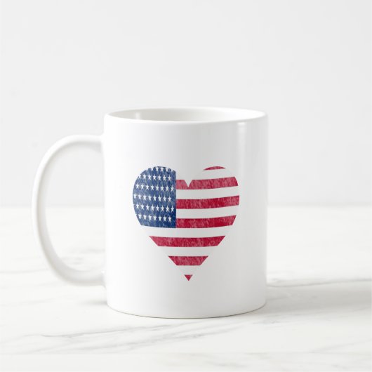 ハートの中のアメリカ国旗 コーヒーマグカップ (左)