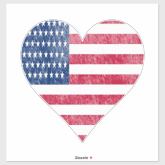 ハートの中のアメリカ国旗 シール