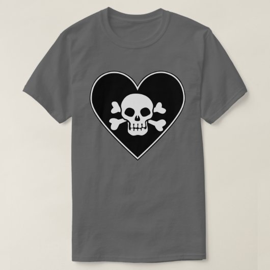 ハートの中のドクロ Tシャツ (デザイン正面)