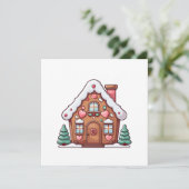 ハートの付いたお祭り気分のジンジャーブレッドハウス シーズンカード (スタンド正面)