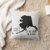 ハートの付いたアラスカのGPS座標 クッション (ブランケット)