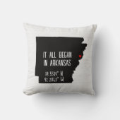 ハートの付いたアーカンソー州のGPS座標 クッション (正面)