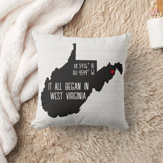 ハートの付いたウェストバージニア州のGPS座標 クッション (ブランケット)