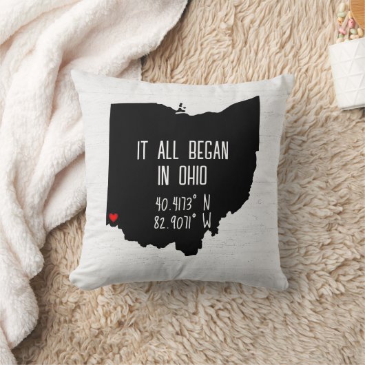ハートの付いたオハイオ州のGPS座標 クッション (ブランケット)