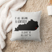 ハートの付いたケンタッキー州のGPS座標 クッション (ブランケット)