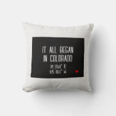 ハートの付いたコロラド州のGPS座標 クッション (正面)