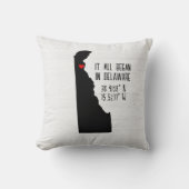 ハートの付いたデラウェア州のGPS座標 クッション (正面)