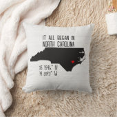 ハートの付いたノースカロライナ州のGPS座標 クッション (ブランケット)