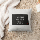 ハートの付いたノースダコタ州のGPS座標 クッション (ブランケット)