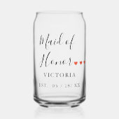 ハートの付いたパーソナライズされたブライズメイド ガラス缶 (正面)