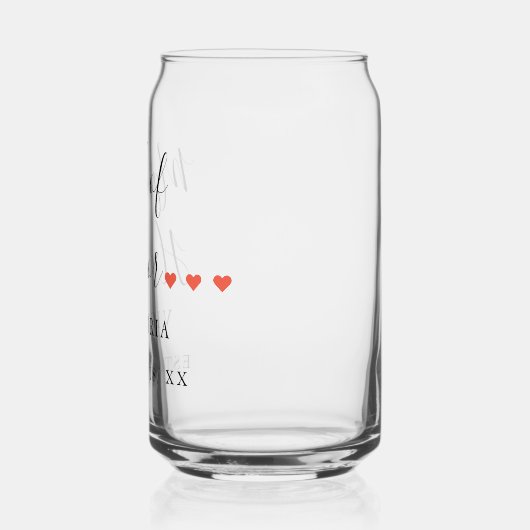 ハートの付いたパーソナライズされたブライズメイド ガラス缶 (左)