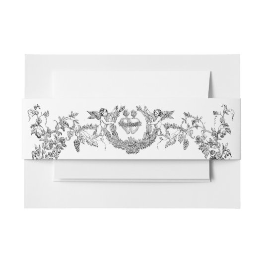 ハートの付いたビンテージ バロック ロココ ボーダー 招待状ベリーバンド (正面例)