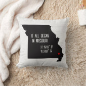 ハートの付いたミズーリ州のGPS座標 クッション (ブランケット)