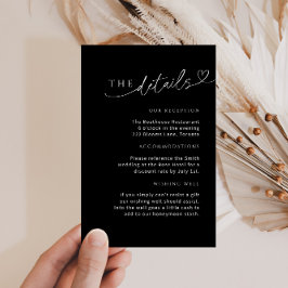 ハートの付いたミニマリストブラックホワイト詳細カード エンクロージャーカード