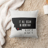 ハートの付いたモンタナ州のGPS座標 クッション (ブランケット)