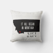 ハートの付いたモンタナ州のGPS座標 クッション (正面)