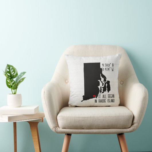 ハートの付いたロードアイランド州のGPS座標 クッション (椅子)