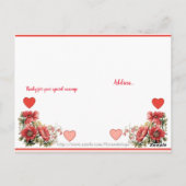 ハートの付いたヴィンテージのポピー スプレー ポストカード (裏面)