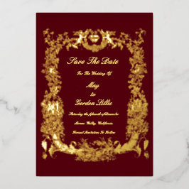 ハートの付いたヴィンテージ バロック ロココ ボーダー 箔招待状