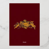 ハートの付いたヴィンテージ バロック ロココ ボーダー 箔招待状 (裏面)