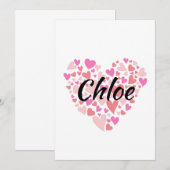 ハートの付いた個人名 招待状 (正面/裏面)