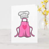 ハートの付いた料理用エプロンと料理用帽子 カード (黄色い花)