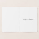 ハートの付いた70周年プラチナ結婚記念日カード 箔カード (内部)