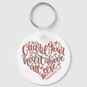 ハートの保護 |愛らしいデザインバイブル聖句ギフト キーホルダー (正面)