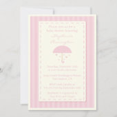 ハートの傘のベビーシャワーの招待を雨が降ること 招待状 (正面)