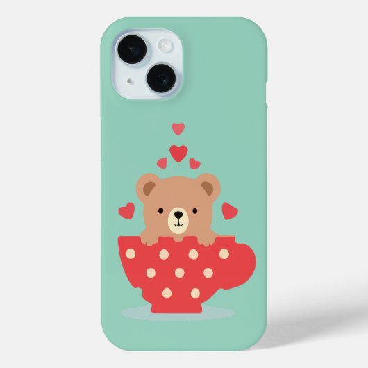 ハートの入ったティーカップの中の愛らしいクマ Case-Mate iPhoneケース (裏面)