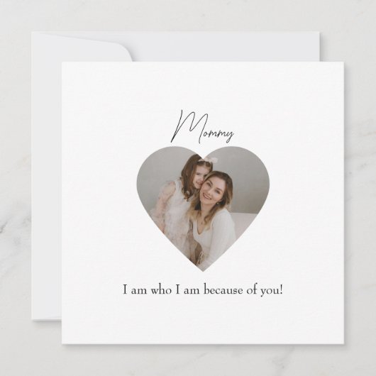 ハートの写真が付いた母の日のフラットホリデーカード シーズンカード (正面)